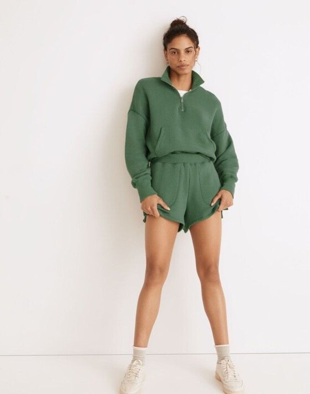 ✨Madewell MWL Airyterry Stitched-Pocket Hthr Versailles Green Sz XS Sweatshorts✨